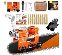 OMCCHK Portable Chainsaw Sharpener Jig with Carry Bag, Universal Chain Saw Sharpener Kit with 10 Titanium-Plated Diamond Bits, Manual Hand Crank Chainsaw Blade Sharpenr