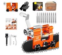 OMCCHK Universal Chainsaw Sharpener Jig with Bag and Gloves, Portable Chain Saw Sharpening Tool with 10 Sharpening Steel, Manual Chainsaw Accessories for 4-22" Electric Chain Saw