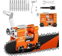 OMCCHK Universal Chainsaw Sharpener Jig with Guide, Portable Chain Saw Sharpener Tool with 10 Sharpening Shanks, Mini Hand Crank Chainsaw Sharpening Kit for 4-22" Electric Chain Saw