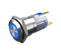 OMCFYSD 1PCS push button 16MM reset self-locking press with light(Ring Light Blue Self Reset 24V)