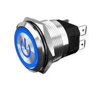 OMCFYSD 1PCS push button 22MM reset self-locking press with light(Self Reset d Blue Ring 220V)
