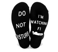 OMCGG Funny Socks, F1 Novelty Socks DO NOT DISTURB I'M WATCHING F1 Formula 1 Sock Cotton Black Socks Christmas Birthday Valentine's Day Gift for Men Teenage Boys