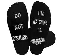 OMCGG Funny Socks, F1 Novelty Socks DO NOT DISTURB I'M WATCHING F1 Formula 1 Sock Cotton Black Socks Father's Day Christmas Birthday Gift for Men Teenage Boys