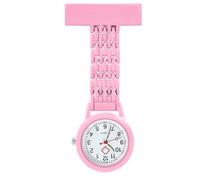 OMCGG Nurses Fob Watch, Alloy Quartz Movement Doctor Pocket Watches Easy Read Lapel Pin Watch Glow in The Dark Clip-on Hanging Pendant Brooch for Nurse Doctor (Pink)