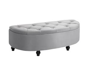 OMCOM Semi-Circle Bed End Bench Ottoman with Storage - Grey - HOMCOM | TJ Hughes
