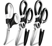 OMDAR 3 Pack Kitchen Scissors - Lifetime Replacement Warranty- Heavy Duty Stainless Steel Cooking Shears for Cutting Meat, Food, Fish, Poultry Multipurpose Sharp Sissors