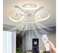 Omdekor 50CM Ceiling Fan with Lights with APP, Quiet Fan Light with Remote, Dimmable LED 3 Colours 3500K-7000K, 6 Speeds & Timer, Reversible Motor, Fan Lights Ceiling for Living Room Bedroom Kitchen