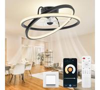 Omdekor 50cm Modern Indoor Ceiling Fan with Light, 3 Colour Temperatures/6 Speeds, Smart App Control, for Living Room, Bedroom, Kitchen