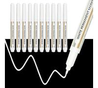 Omeblos 10 Pcs Permanent Marker Pens,White Permanent Marker Pen,Clothes Marker Pen,1mm Fine Tip Oil Based,Quick Dry & Waterproof High Capacity White Highlight Pen for Art,Hook Line,Fabric,Rock & More