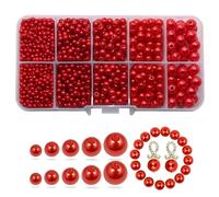 Omeblos 1760 Pcs Red Beads, 3mm 4mm 5mm 6mm 8mm Red Glass Bead, Beads for Jewelry Making DIY Craft Project Decorations Bracelet Making Kit