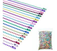 Omeblos 200Pcs Bead Chain Ball Chain Keychain, 10cm Adjustable Mixed Color Dog Tag Chains Beaded Metal Keychain, 2.4mm Beads Chains for Hanging Ornament Jewelry Tags, Jewelry Making, DIY Crafts