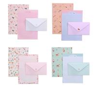 Omeblos 36Pcs Writing Paper and Envelopes Sets,Letter Writing Set | 4 Different Pattern Letter Writing Set,24 Paper and 12 Stationery Packaging,for Letters,Poetry,Invitations & Thank You Cards