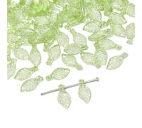 Omeblos 500Pcs Green Leaf Beads,Green Acrylic Leaf Bead,Greens Beads for Girls DIY Handmade Jewelry Versatile Pendants Jewelry Ideal for Earrings,Bracelets,Necklaces & Pendant Accessories 0.39x0.2in