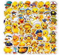 Omeblos 50pcs Cute Yellow Duck Stickers, Duck Vinyls Waterproof Bottle Sticker Decal, Animal Graffiti Stickers for Guitar, Skateboard, Laptop, Motorcycle, Car Helmet, Bicycle