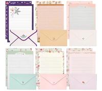 Omeblos 54Pcs Writing Paper and Envelopes Sets, 6 Different Pattern Letter Writing Set, 36 Paper and 18 Stationery Packaging, Letter Writing Set for Letters, Invitations & Thank You Cards