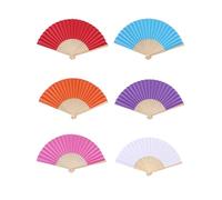 Omeblos 6Pcs Paper Fans, Bamboo Handheld Folding DIY Handmade Fans, Paper Folding Hand Fans, Folding Handheld Fans, Chinese Fan Paper Fans for Cooling Down, DIY Wedding Dancing Party Favors