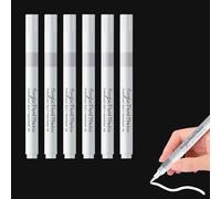 Omeblos 6Pcs Soft Head White Permanent Marker Pen, 1-5mm Fine Tip Oil Based, Permanent White Paint Markers, Waterproof Acrylic Markers for Metal, Canvas, Glass, Wood, Stone, Ceramic, DIY Art Supplies