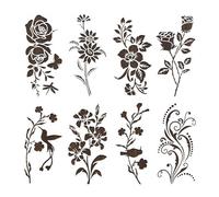 Omeblos 8 Pcs Flower Stencils for Painting,Flowers Stencils,Flower Stencil Crafts Reusable,for Crafts Reusable Floral Leaves Painting Template for Scrapbooking Card Making Wall Decor 8.66 x 4.13 in