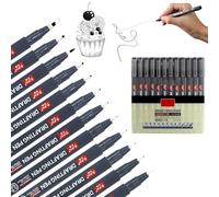 Omeblos Black Fineliner Pens, 12Pcs Fine Liner Pens Black Drawing Set, Fine Liners for Artist Supplies Line Professional Technical Marker Watercolour Sketching Manga Anime Gifts Sketch Zentangle