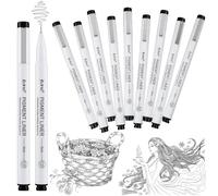 Omeblos Black Fineliner Pens,9Pcs Micro Liner Fine Point & Brush Tip Art Pens,Waterproof Ink No Bleed Through Drawing Pens Art Supplies for Sketching Technical Drawing Illustration Manga Anime Gifts