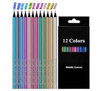Omeblos Colouring Pencils, 12 Colours Metallic Colouring Pencils for Kids & Adults, Coloring Pencils for Beginners Artists Sketching Smooth Colouring & Crafting Layering Blending Colouring Books