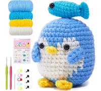 Omeblos Crochet Starter Kit, Crochet Kit for Beginners, Penguin Crochet Kit, Step-by-Step Video Tutorials, Complete Crochet Animal Kit, Knitting Kit for Beginner DIY Craft Art