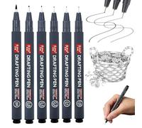Omeblos Fineliner Pens,Black Fineliner Pens,6Pcs Fine Liner Pens Black,Drawing Pens for Artist Waterproof No Bleed Through,Micron Pens Set for Sketching Writing Illustration Drawing Manga Anime Gifts