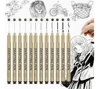 Omeblos Fineliner Pens,Black Fineliner Pens Set 12 Pcs Fineliners Technical Drawing Pen for Watercolour Sketching Writing Zentangle Adult Stuff Illustration Comic Manga Anime Gifts Art Supplies