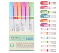 Omeblos Highlighters Pens, 6Pcs Curve Highlighter Pen Set with 6 Different Curve Shapes Fine Tips for Writing Drawing Journal Scrapbook Crafts Note Taking Supplies