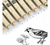 Omeblos Micro Fineliner Art Drawing Pens, Fineliner Pens, 9Pcs Black Fine Liner Waterproof Ink Set, Black Fine Line Waterproof Ink Pen, for Sketching Manga Anime Gifts Sketch Calligraphy