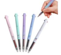 Omeblos Multi Coloured Pens All in One, 5Pcs Multicolour Pen 15 Colors 0.5mm Smooth Writing, Multicoloured Pen, 3 in 1 Press Ballpoint Pens for School Office Home Journal Supplies Stationery Gifts