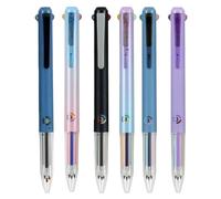 Omeblos Multi Coloured Pens All in One, 6Pcs 18 Colors 0.5mm Smooth Writing Multicoloured Pen, 3 in 1 Press the Ballpoint Pens for School Office Home Journal Supplies Stationery Cute Pens Gifts