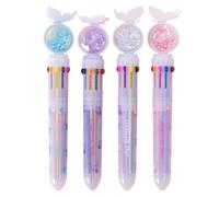 Omeblos Multi Coloured Pens All in One, Butterfly Glitter Pen 10 in 1 Retractable Ballpoint Pen, 10-Color Retractable Push Type Ballpoint Pen, Birthday Stationery Gifts for Kids Teens Students