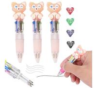 Omeblos Multi Coloured Pens All in One,Multi Colour Pen Set 0.5mm Multicolor Cute Biro Pens for Class Fun Birthday Gifts School Supplies Office Students Stationery Gift Party Bag Fillers for Kids 3Pcs