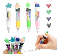 Omeblos Multi Coloured Pens All in One, Party Bag Fillers for Kids, 4Pcs 0.5mm Smooth Writing 4-in-1 Retractable Kids Pens, Cute Cactus Multi Colour Pen for Class Gifts Office School Supplies