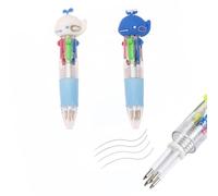 Omeblos Multi Coloured Pens All in One, Party Bag Pens, 2Pcs Whale Multicoloured Pen, 4-in-1 Ballpoint Pens for Kids, Perfect Multi Color Pen Gifts for Kids, School Supplies and Party Favors