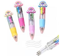 Omeblos Multi Coloured Pens All in One, Rainbow Multicoloured Pen, 0.5mm, 4Pcs Rainbow Ballpoint Pen, 4-in-1 Retractable Ballpoint Pens, 4 Color Pen, Party Favours for Kids, Cute Party Bag Ideas