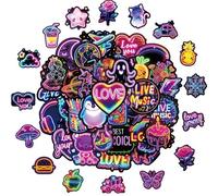 Omeblos Neon Cartoon Graffiti Stickers,Water Bottle Stickers for Kids,Waterproof Vinyl Laptop Stickers for Children,for Adults Luggage Skateboard Tumbler Phone Suitcase Water Bottle Bike Car 50 Sheets