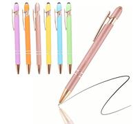 Omeblos Teacher Pens,Black Ballpoint Pens,Metal Ballpoint Pen,Stylus Pen,with Touchscreen Function 0.5mm Smooth Writing for Adults Men Women Business Activities Office Supplies Students Gift 6 Pack