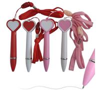 Omeblos Valentines Day Gifts, 4Pcs Ballpoint Pens Black Ink, 1.0mm, Lanyard Pen Love Heart, Ballpoint Pen for Women Nurse Teacher Volunteer Students School Home Office Supplies Festival Gift