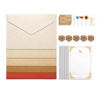 Omeblos Writing Paper and Envelopes Set with 5 Gift Envelopes and 8 Writing Paper and 5 Seal Stickers Vintage Letter Envelopes Set, Pretty Stationery Set for Love Letters, Weddings, Christmas