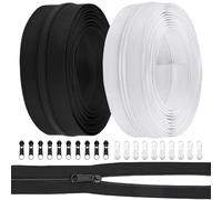 Omeblos Zips for Sewing,Invisible Zipper,Zip,Black Zip,by The Yard Bulk 10 Yards with 20 Pcs Zipper Sliders for DIY Sewing Craft Bags Garments Crafting Tailor Home Textile (Black and White)