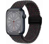 OMECKY Braided Magnetic Solo Loop Strap Compatible with Apple Watch Series 10 42mm 46mm 9 8 7 6 5 4 40mm 41mm 44mm 45mm 49mm Elastic Band for Women Men, Black Unity, 38mm/40mm/41mm/42mm(series 11/10