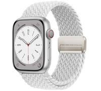OMECKY Braided Solo Loop Magnetic Band Compatible with Apple Watch Series 9 8 7 6 5 4 3 3 38mm 40mm 41mm 42mm 44mm 45mm 49mm Women Men Stretchy Nylon Sport Band, lightgrey, 38mm/40mm/41mm/42mm(series