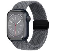 OMECKY Braided Solo Loop Magnetic Band Compatible with Apple Watch Series 9 8 7 6 5 4 3 3 38mm 40mm 41mm 42mm 44mm 45mm 49mm Women Men Stretchy Nylon Sport Band, grey (space grey), 38mm/40mm/41mm/42mm