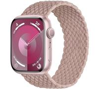 OMECKY Elastic Band Compatible With Apple Watch Band Series 11 10 46mm 9/8/7 45mm, 6/5/4 44mm for Women Men, Nylon Stretchy Braided Solo Loop Sport Strap for iWatch SE/Ultra 1/2/3, L Nude Pink
