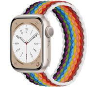 OMECKY Lace Solo Loop Compatible With Apple Watch Band S9/8/7/6/5/4/3 38/40/41MM, Cute Nylon Stretchy Elastic Braided Sport Strap for iWatch SE, XS White Rainbow