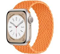 OMECKY Lace Solo Loop Compatible With Apple Watch Band S9/8/7/6/5/4/3 42/44/45MM, Cute Nylon Stretchy Elastic Braided Sport Strap for iWatch SE, L Bright Orange