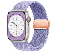 OMECKY Magnetic Braided Solo Loop Band Compatible with Apple Watch Series 10 42mm 9 8 7 6 5 4 40mm 41mm for Women Men, Stretchy Nylon Elastic Sport Strap for iWatch SE, B-Lavender