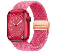 OMECKY Magnetic Braided Loop Band Compatible with Apple Watch Series 11 10 42mm 9 8 7 6 5 4 40mm 41mm for Women Men, Stretchy Nylon Elastic Sport Strap for iWatch SE 1/2/3, Orange Pink